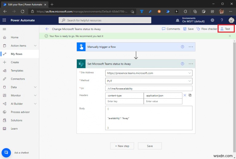 Power Automate를 사용하여 Microsoft Teams 상태를 업데이트하는 방법