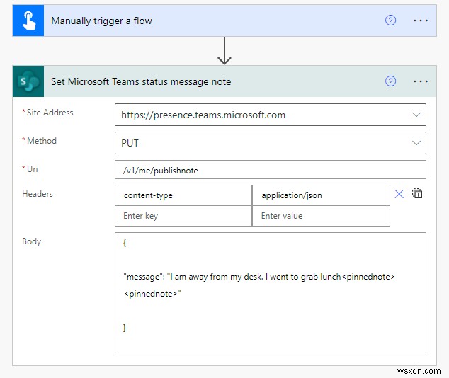 Power Automate를 사용하여 Microsoft Teams 상태를 업데이트하는 방법