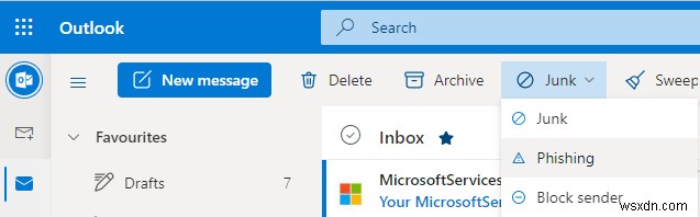 Microsoft Outlook 보고서 메시지를 사용하여 의심스러운 이메일 메시지를 보고하는 방법