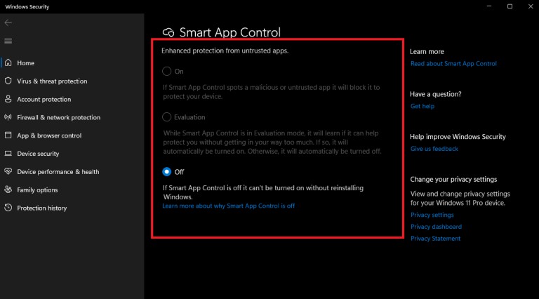 Windows 11 2022 업데이트에서 Smart App Control을 설정하고 사용하여 악성 앱과 신뢰할 수 없는 앱을 차단하는 방법