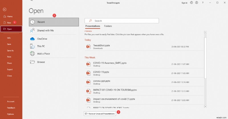 Windows 10에서 저장하지 않은 PowerPoint를 복구하는 방법