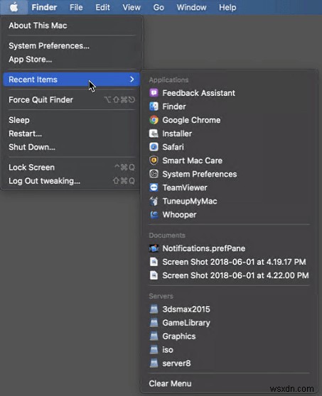 Mac에서 최근 파일 및 폴더를 지우는 방법