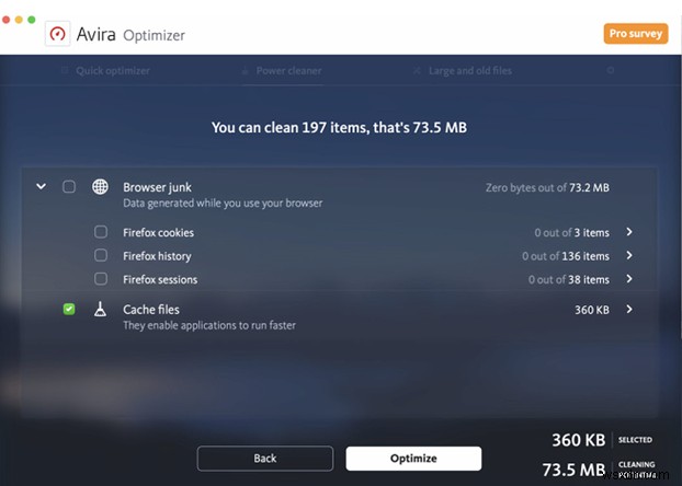 Avira Optimizer:Mac 스토리지 관리