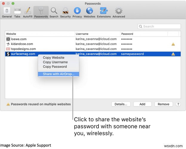 iPhone, iPad 및 Mac에서 AirDrop을 사용하여 암호를 공유하는 방법