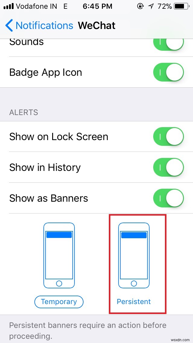iOS 11에서 앱에 대한 영구 알림을 켜는 방법