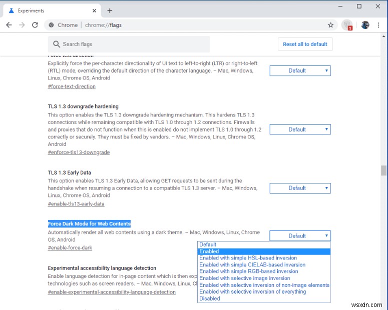 Chrome의 모든 웹사이트를 다크 모드로 전환하는 방법은 무엇입니까?