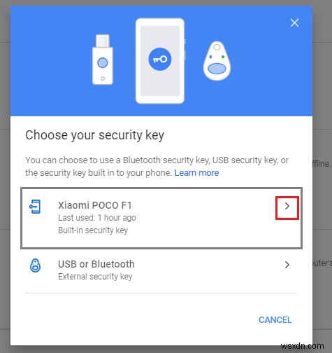 Google은 2단계 인증인 귀하의 전화에 새로운 물리적 보안 키를 추가합니다.