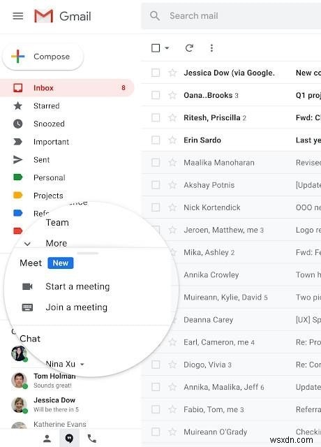 Google Meet, 영상 통화용 Gmail 통합