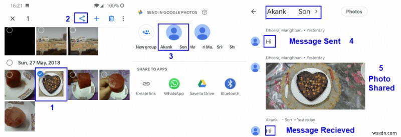 Google 포토 메시징 기능에서 채팅을 시작하는 방법