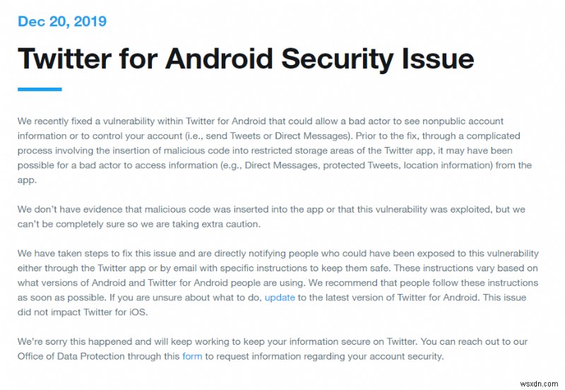 Android 사용자:Twitter 앱의 최신 버전을 즉시 업데이트