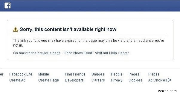 Facebook 오류:죄송합니다. 이 콘텐츠는 2022년 현재 사용할 수 없습니다. [수정됨] 