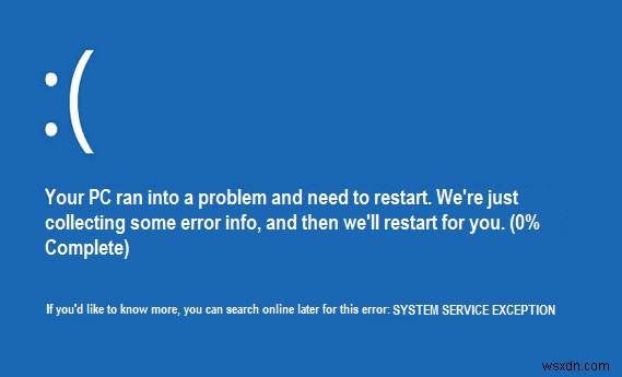 Windows 10에서 중지 코드 시스템 서비스 예외 수정