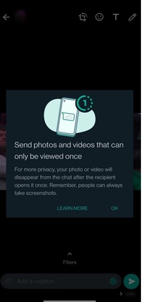 한 번 보기 기능을 사용하여 WhatsApp에서 사라지는 사진과 동영상을 보내는 방법