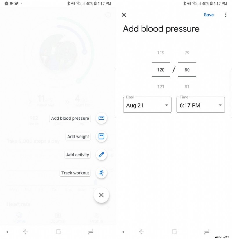 Google 피트니스를 사용하여 혈압, 체중 및 운동을 추적하는 방법은 무엇입니까?