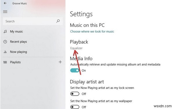 Windows 10의 Groove Music에서 이퀄라이저를 활성화하는 방법