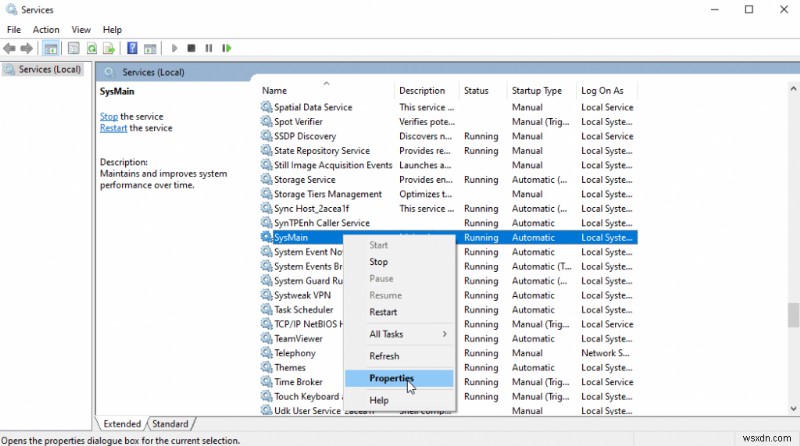 수정 – Windows 10에서 서비스 호스트 SysMain 높은 디스크 사용량