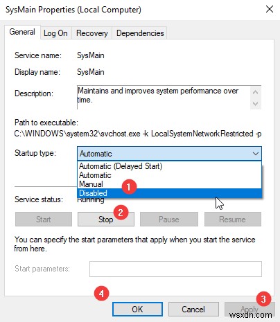 수정 – Windows 10에서 서비스 호스트 SysMain 높은 디스크 사용량