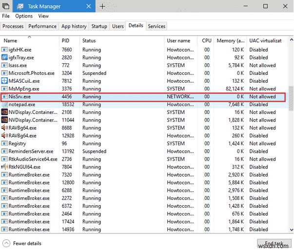 NisSrv.exe란 무엇이며 Windows 10에서 NisSrv.exe 높은 메모리 사용량을 수정하는 방법