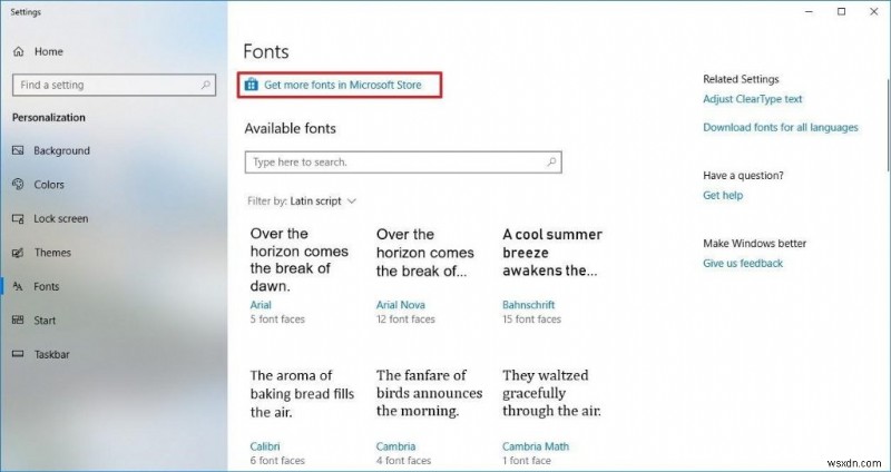 새 Windows 10 글꼴 설정 사용 방법