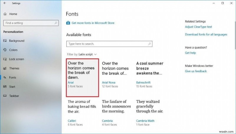 새 Windows 10 글꼴 설정 사용 방법