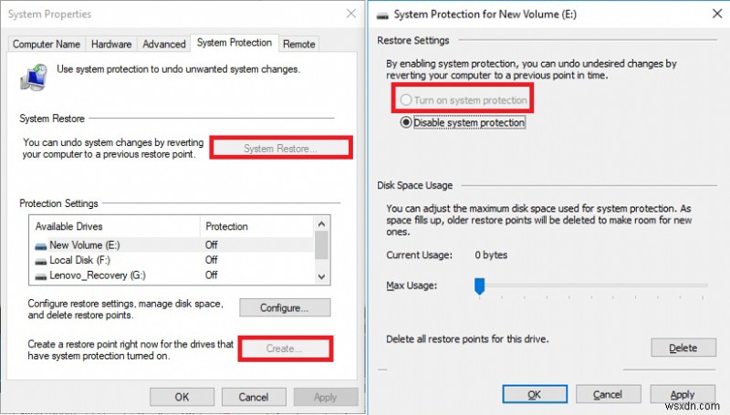 Windows 10에서 회색으로 표시된 시스템 복원 문제를 해결하는 방법은 무엇입니까?