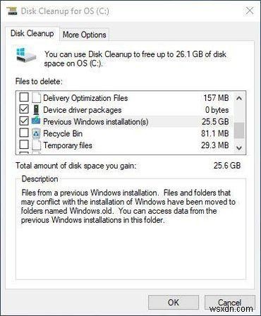 Windows 10 4월 업데이트를 받은 후 저장 공간을 회수하는 방법