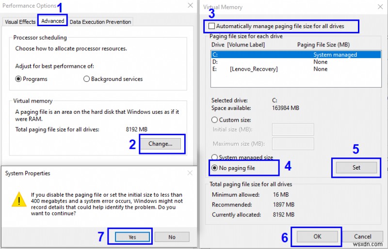 Windows 10에서 Pagefile.sys를 삭제하는 방법