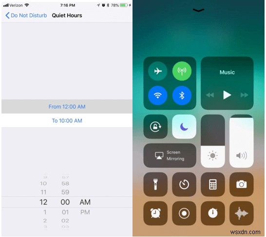 iOS 12에서 밤에 주의가 산만해지지 않도록 알림을 끄는 방법은 무엇입니까?