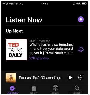 iPhone에서 Podcast를 듣고 다운로드하는 방법