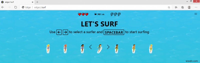 PC에서 Microsoft Edge Surf 게임을 플레이하는 방법은 무엇입니까?