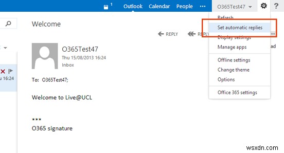 Outlook 2016, 2013, 2010 및 365에서  부재중 지원 을 사용하는 방법