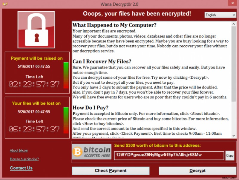 안녕하세요!  WannaCry  랜섬웨어 공격에 대비하세요