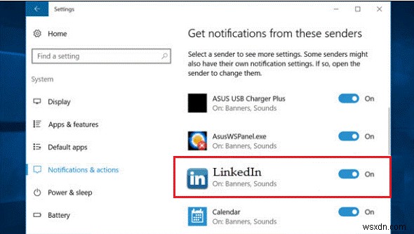 Windows 10에서 LinkedIn 앱 알림을 비활성화하는 방법