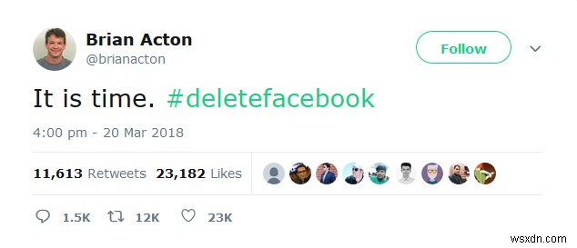 데이터 마이닝 중단:#deletefacebook