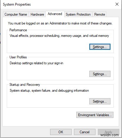 Windows 10에서 페이지 파일을 변경/이동 또는 비활성화하는 방법