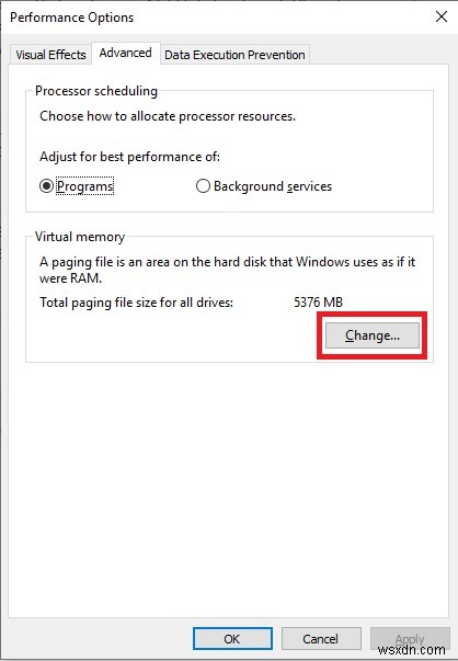 Windows 10에서 페이지 파일을 변경/이동 또는 비활성화하는 방법