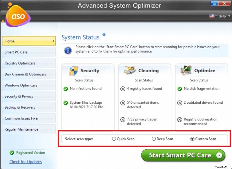 Advanced System Optimizer 검토(2022):좋은 PC 청소 소프트웨어인가요?