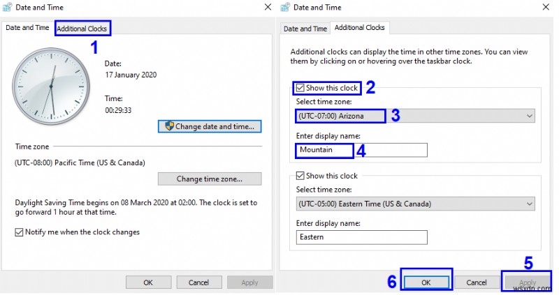 Windows 10 작업 표시줄에 여러 시계를 표시하는 방법은 무엇입니까?