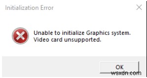  그래픽 시스템을 초기화할 수 없음  오류 해결 방법