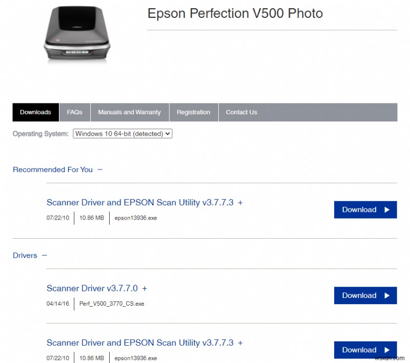 Epson Perfection V500 드라이버 다운로드 방법