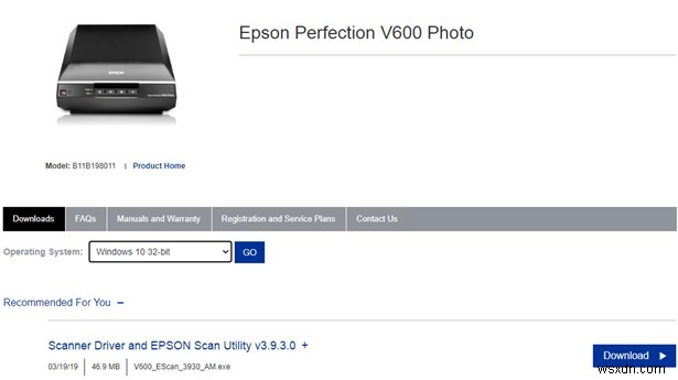 Epson Perfection V600 드라이버 다운로드 방법