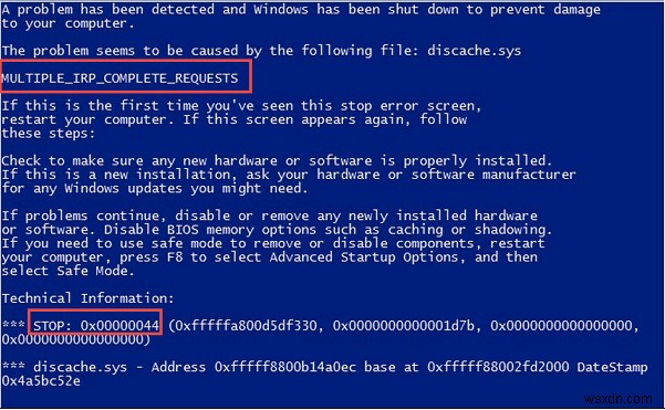 {해결됨}:MULTIPLE_IRP_COMPLETE_REQUESTS 블루 스크린 Windows 오류