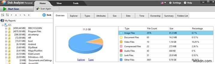 Disk Analyzer Pro를 사용하여 Windows 10에서 압축 파일을 찾는 방법