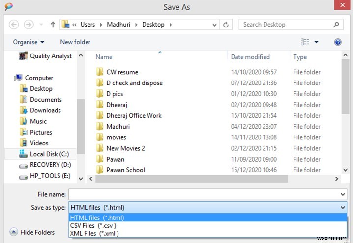 Disk Analyzer Pro를 사용하여 디스크 공간 보고서를 다른 파일 형식으로 내보내는 방법은 무엇입니까?