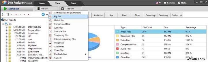 Disk Analyzer Pro를 사용하여 디스크 공간 보고서를 다른 파일 형식으로 내보내는 방법은 무엇입니까?