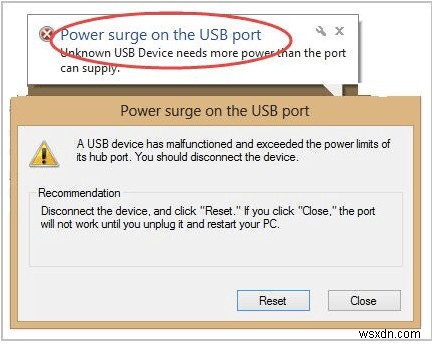 해결됨:USB 포트 오류의 전원 서지(Windows 10, 8 및 7)