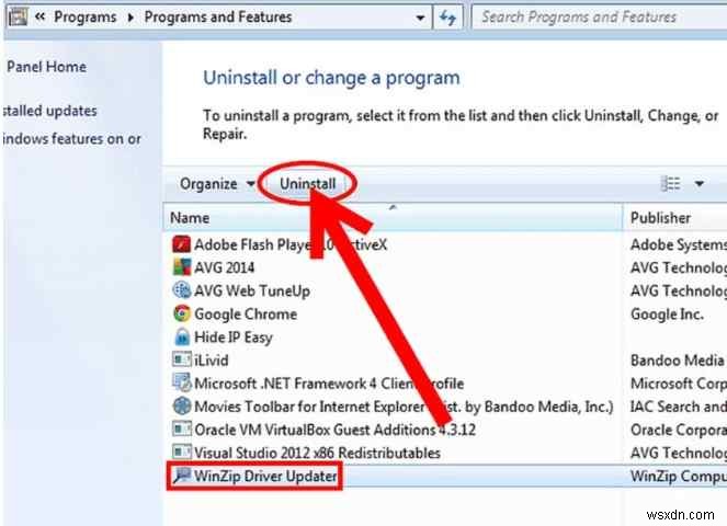 WinZip Driver Updater 제거 방법