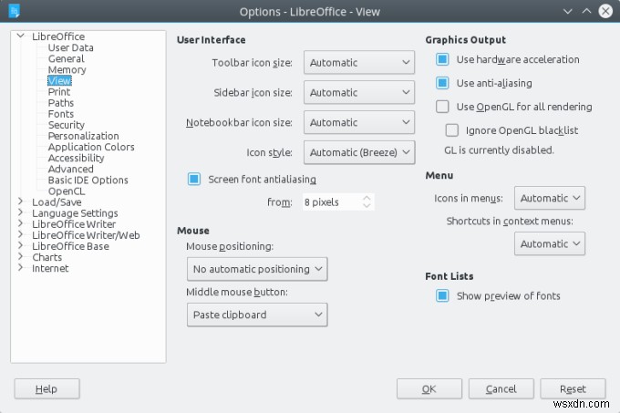 KDE에서 LibreOffice 인터페이스 글꼴 개선