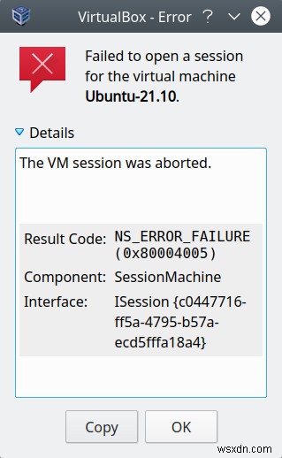 VirtualBox 및 NS_ERROR_FAILURE 오류