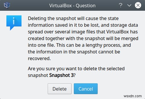 VirtualBox에서 스냅샷을 병합하고 디스크 공간을 절약하는 방법